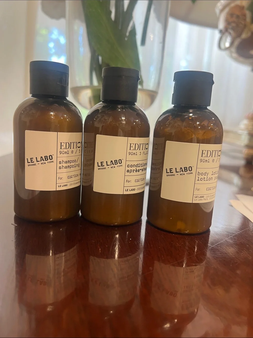 Le Labo Edition hotels. Trio in Amber Brown Bottles